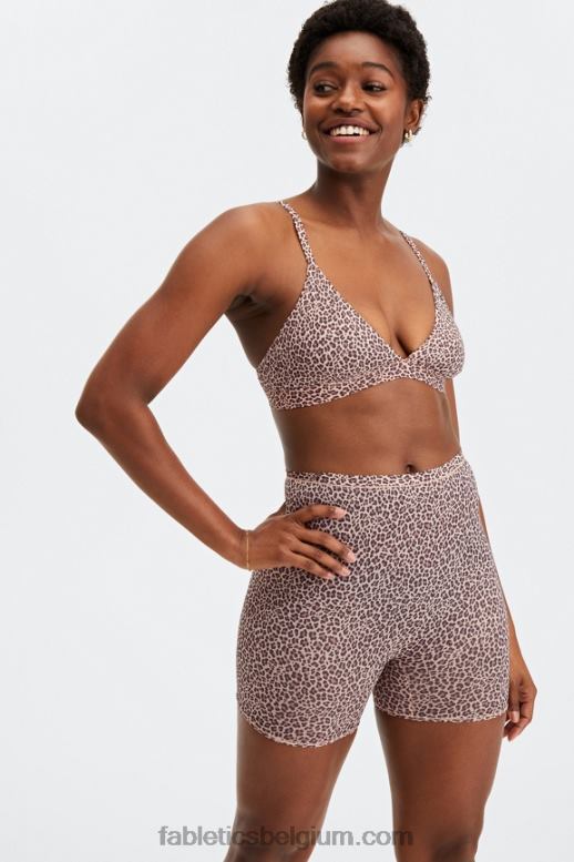 stoffige rozetluipaardvlek vrouwen fijn aanvoelende triangelbralette Fabletics LH20J1543