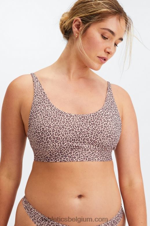 stoffige rozetluipaardvlek vrouwen fijne bralette met ronde hals Fabletics LH20J1575