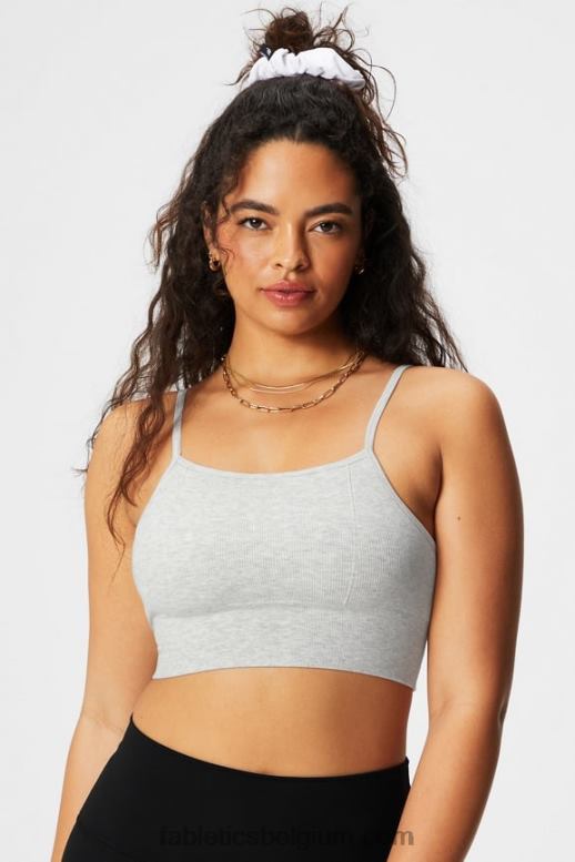 zacht grijs gemêleerd vrouwen wolk naadloze midi bralette Fabletics LH20J1508