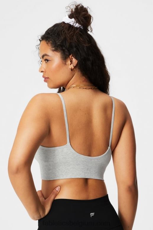 zacht grijs gemêleerd vrouwen wolk naadloze midi bralette Fabletics LH20J1508