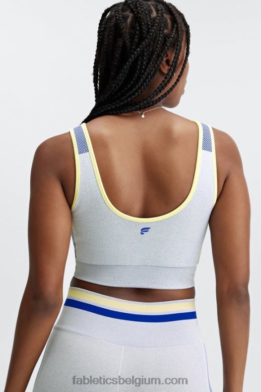 zachte grijs gemêleerde multi vrouwen inspire naadloze sportbeha met inzetstukken Fabletics LH20J1632