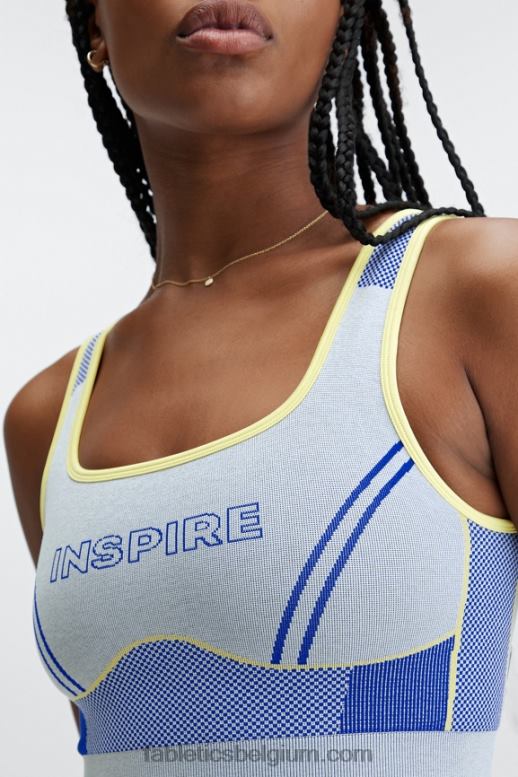 zachte grijs gemêleerde multi vrouwen inspire naadloze sportbeha met inzetstukken Fabletics LH20J1632