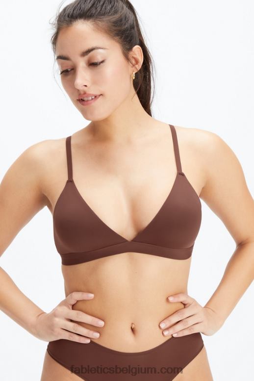 zadelbruin vrouwen fijn aanvoelende triangelbralette Fabletics LH20J1544