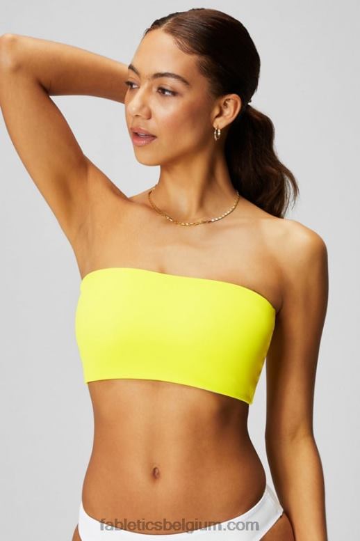 zure citroen/klassiek wit vrouwen multi-wear bandeau zwemtop Fabletics LH20J1505