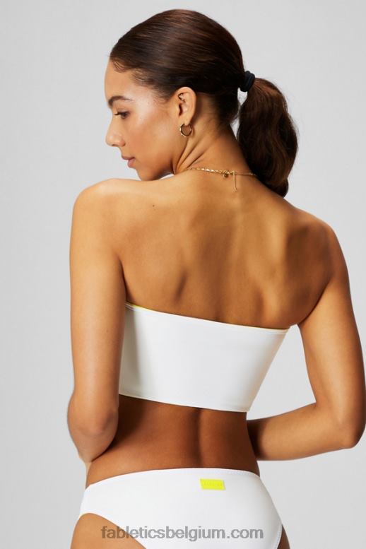 zure citroen/klassiek wit vrouwen multi-wear bandeau zwemtop Fabletics LH20J1505