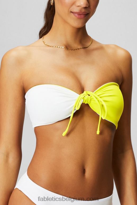 zure citroen/klassiek wit vrouwen multi-wear bandeau zwemtop Fabletics LH20J1505