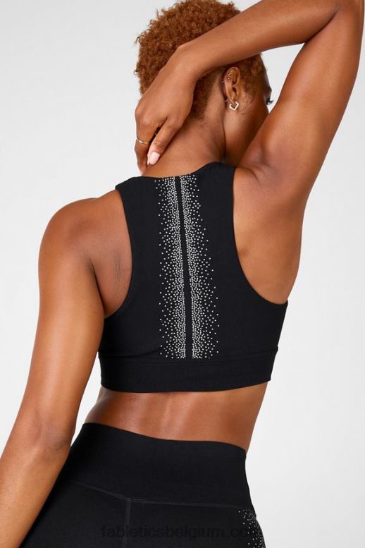 zwart/reflecterend zilver vrouwen Oaklyn reflecterende sculptgebreide bh Fabletics LH20J1686