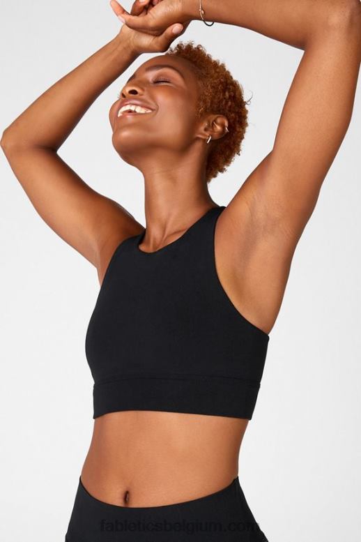 zwart/reflecterend zilver vrouwen Oaklyn reflecterende sculptgebreide bh Fabletics LH20J1686