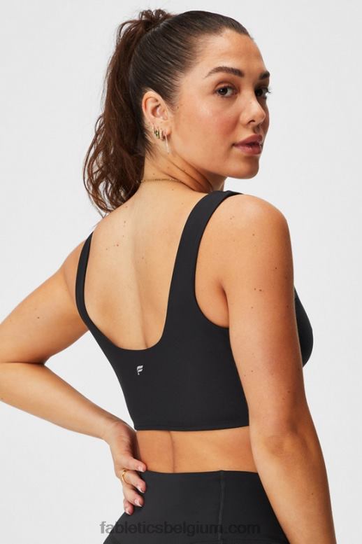 zwart vrouwen crossover-sportbeha met lage impact Fabletics LH20J1513
