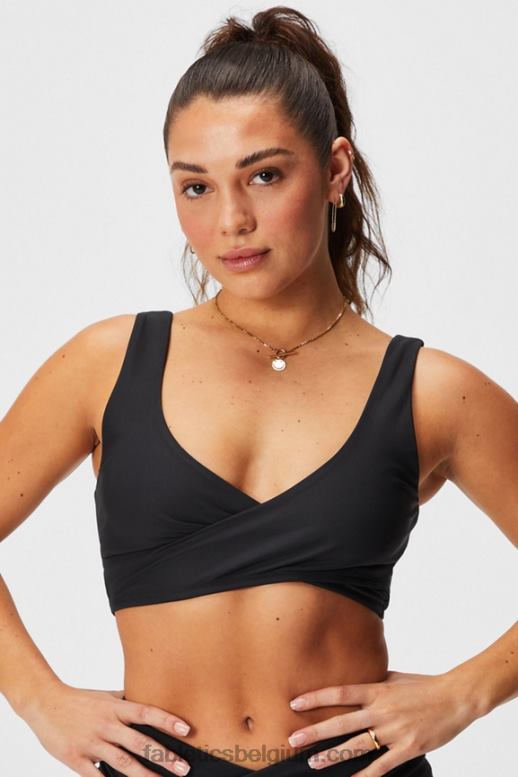 zwart vrouwen crossover-sportbeha met lage impact Fabletics LH20J1513