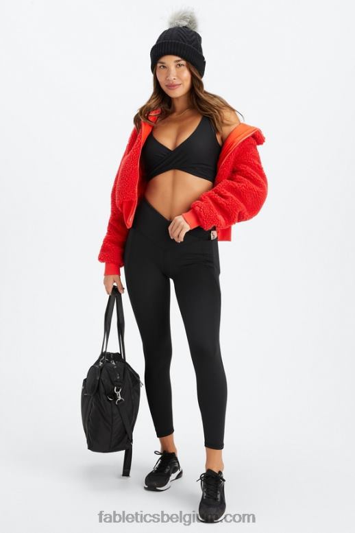 zwart vrouwen crossover-sportbeha met lage impact Fabletics LH20J1513
