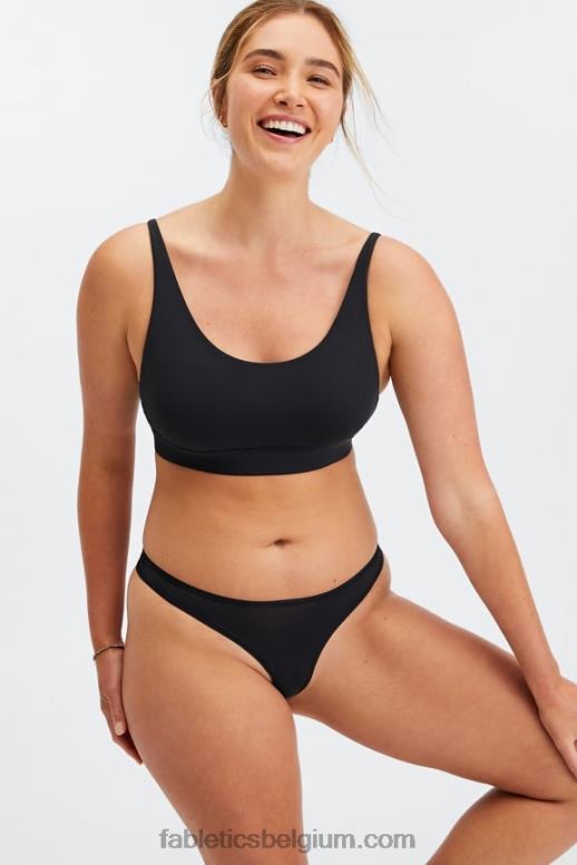 zwart vrouwen fijne bralette met ronde hals Fabletics LH20J1576