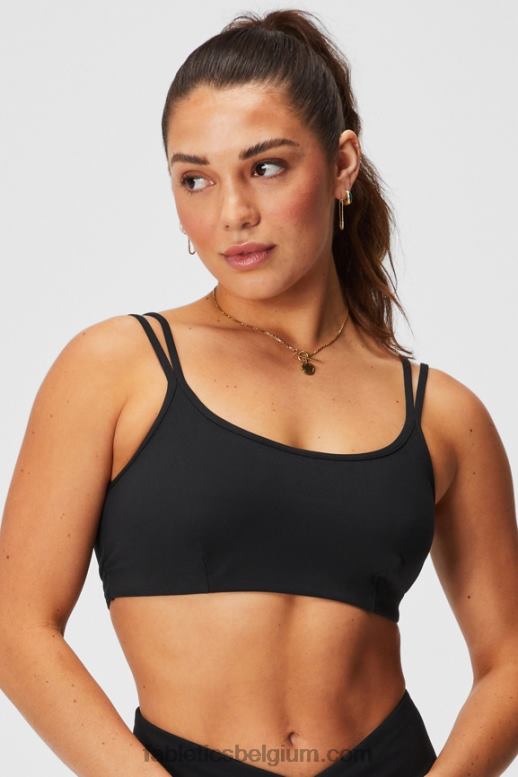 zwart vrouwen lage impact beha met gekruiste rug Fabletics LH20J1520
