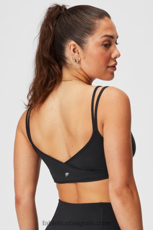 zwart vrouwen lage impact beha met gekruiste rug Fabletics LH20J1520