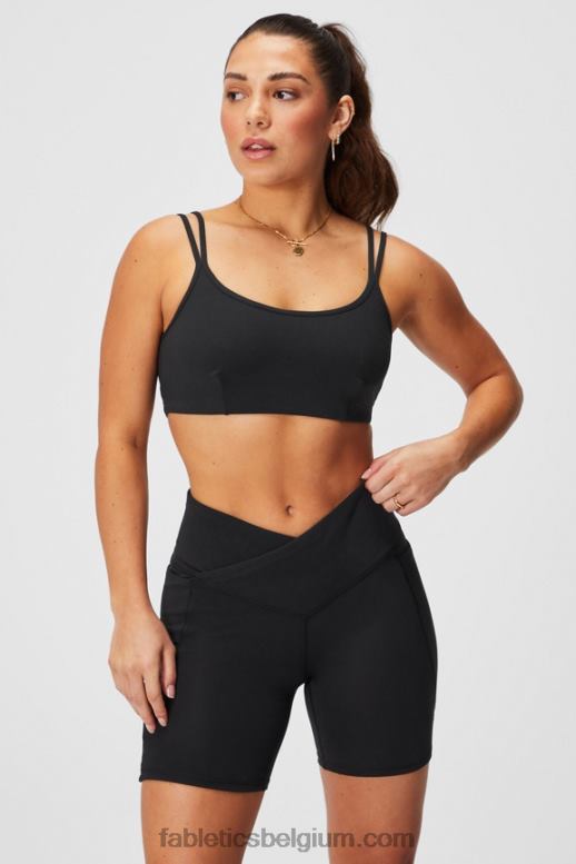zwart vrouwen lage impact beha met gekruiste rug Fabletics LH20J1520