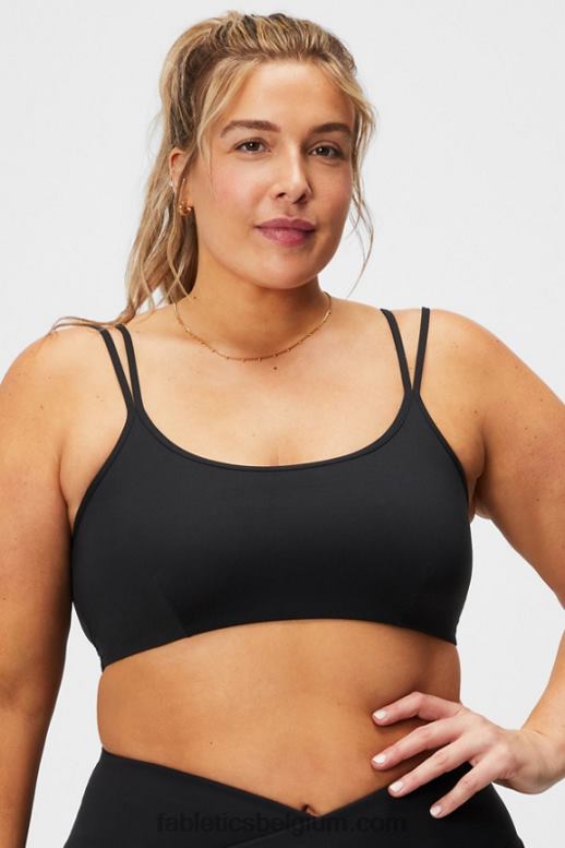 zwart vrouwen lage impact beha met gekruiste rug Fabletics LH20J1521