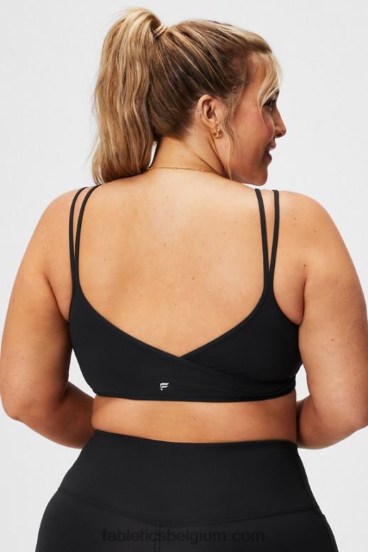 zwart vrouwen lage impact beha met gekruiste rug Fabletics LH20J1521