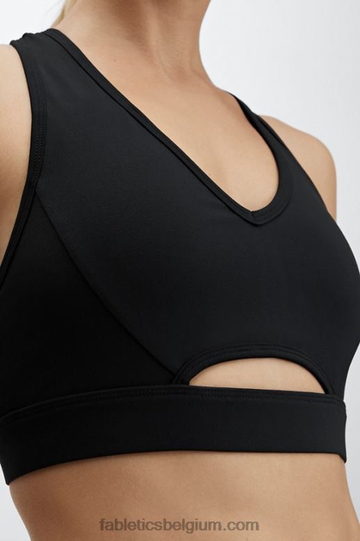 zwart vrouwen low impact keyhole sportbeha Fabletics LH20J1490