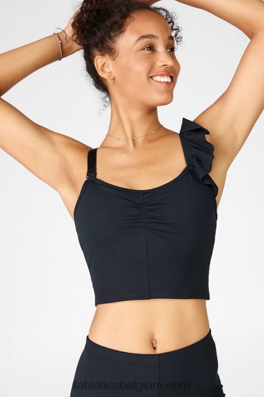 zwart vrouwen mellie top met ruches Fabletics LH20J1693