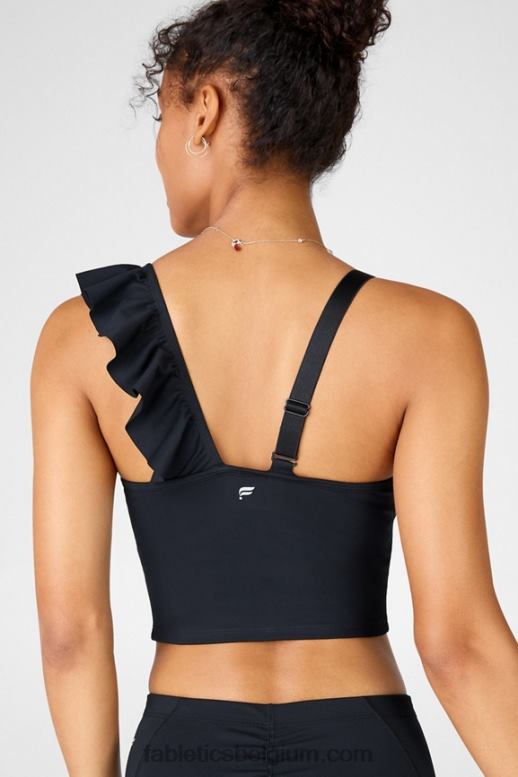 zwart vrouwen mellie top met ruches Fabletics LH20J1693