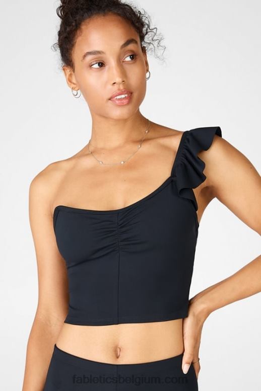 zwart vrouwen mellie top met ruches Fabletics LH20J1693