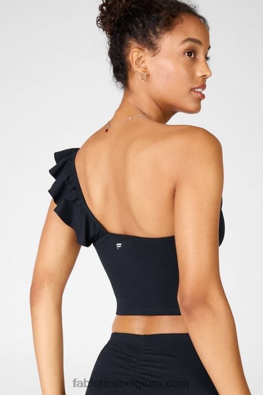 zwart vrouwen mellie top met ruches Fabletics LH20J1693