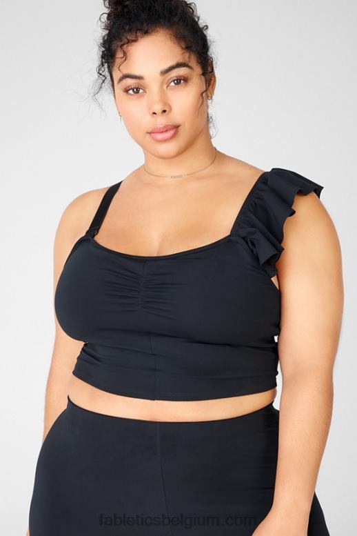 zwart vrouwen mellie top met ruches Fabletics LH20J1694