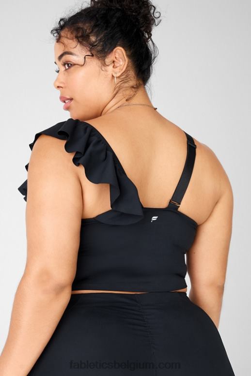 zwart vrouwen mellie top met ruches Fabletics LH20J1694