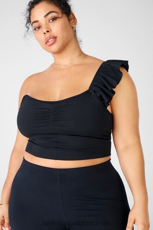 zwart vrouwen mellie top met ruches Fabletics LH20J1694