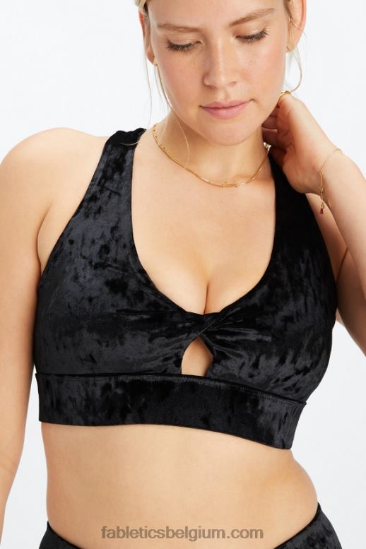 zwart vrouwen oasis geplet velours twist sportbeha Fabletics LH20J1527