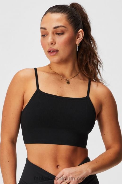 zwart vrouwen wolk naadloze midi bralette Fabletics LH20J1510