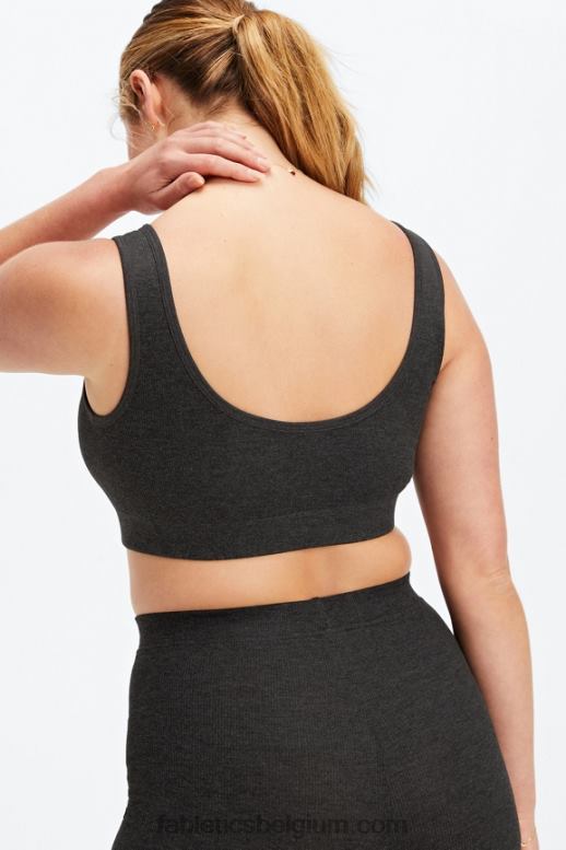zwarte heide vrouwen restoreknit bralette met lage rug Fabletics LH20J1549