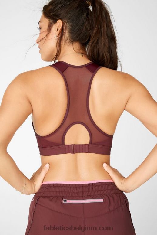 Roest vrouwen blare high impact sportbeha met rits aan de voorkant Fabletics LH20J1448