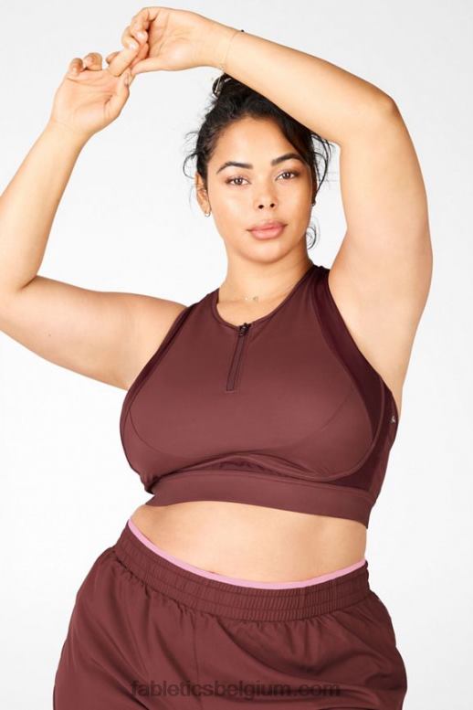 Roest vrouwen blare high impact sportbeha met rits aan de voorkant Fabletics LH20J1449