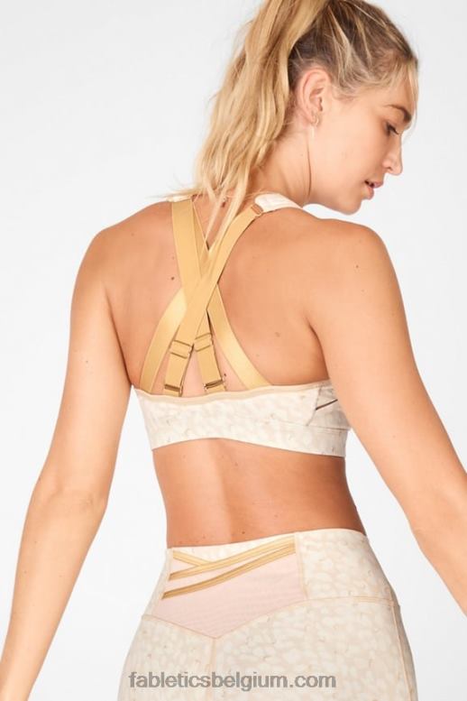 chill/mat goud vrouwen belle high impact sportbeha Fabletics LH20J1412