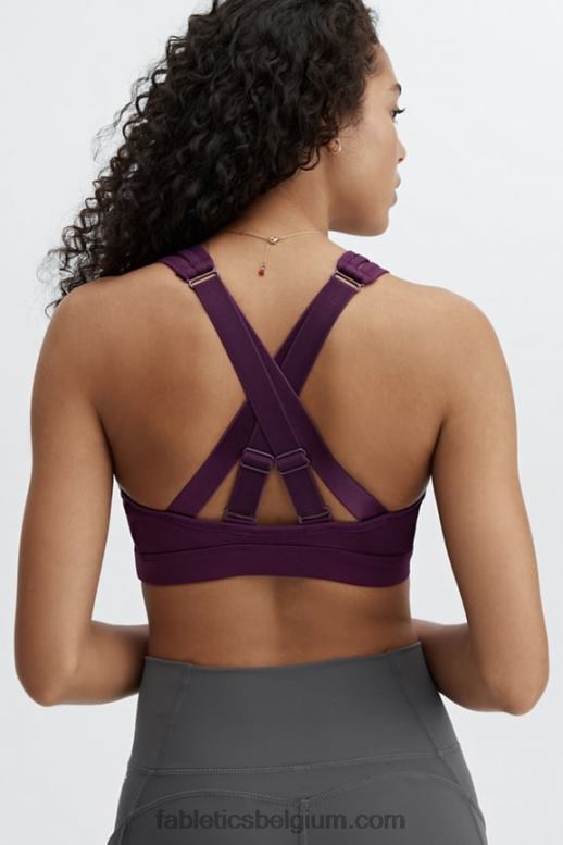 donkere aubergine vrouwen belle high impact sportbeha Fabletics LH20J1406