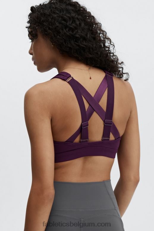 donkere aubergine vrouwen belle high impact sportbeha Fabletics LH20J1406