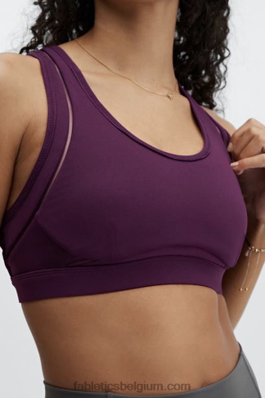 donkere aubergine vrouwen belle high impact sportbeha Fabletics LH20J1406