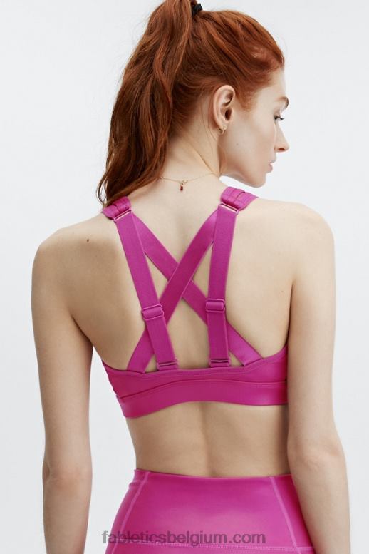 iriserend donker fuchsia/zeer bes vrouwen belle iriserende high-impact sportbeha Fabletics LH20J1405