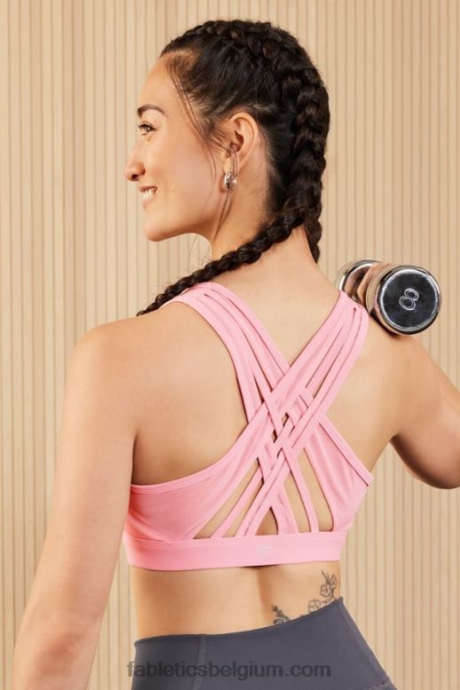 rouge blos/roze botercrème vrouwen faye sportbeha met hoge impact Fabletics LH20J1383