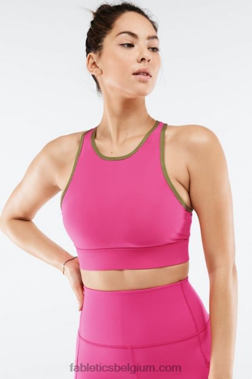 roze punch/vervaagde olijf vrouwen siena high-impact sportbeha Fabletics LH20J1429