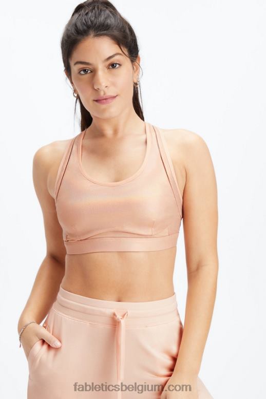 roze tint glans vrouwen belle iriserende verstelbare high impact sportbeha Fabletics LH20J1402