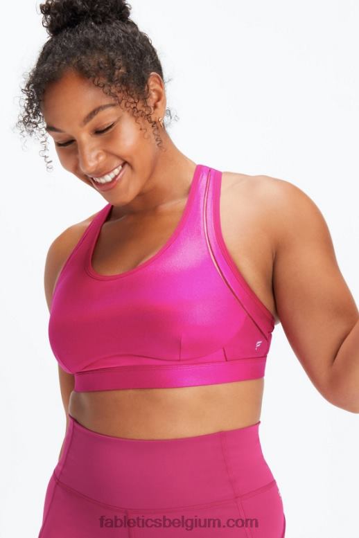 sangria glans vrouwen belle iriserende verstelbare high impact sportbeha Fabletics LH20J1404