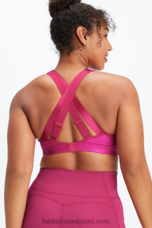 sangria glans vrouwen belle iriserende verstelbare high impact sportbeha Fabletics LH20J1404