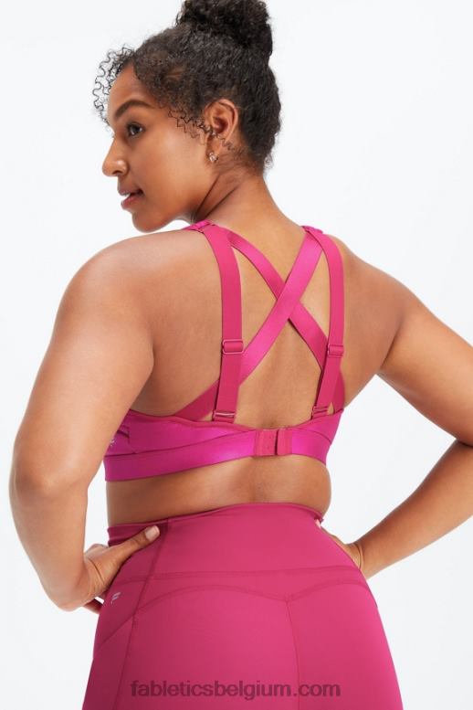 sangria glans vrouwen belle iriserende verstelbare high impact sportbeha Fabletics LH20J1404