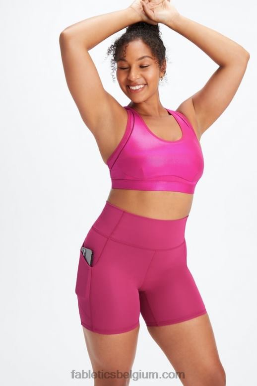 sangria glans vrouwen belle iriserende verstelbare high impact sportbeha Fabletics LH20J1404