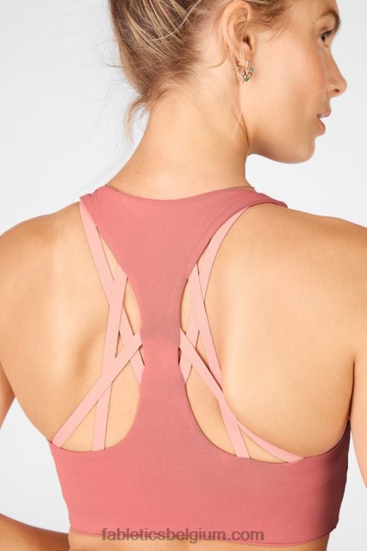 stoffige ceder/bloesem vrouwen boost high-impact sportbeha Fabletics LH20J1441