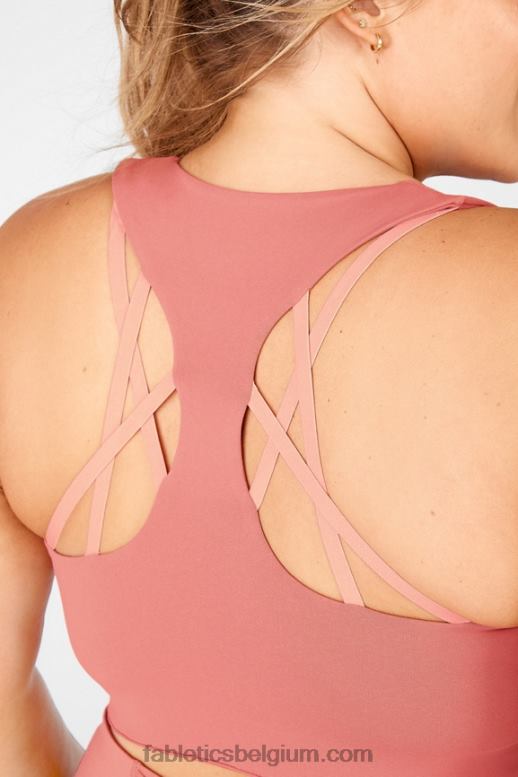 stoffige ceder/bloesem vrouwen boost high-impact sportbeha Fabletics LH20J1442