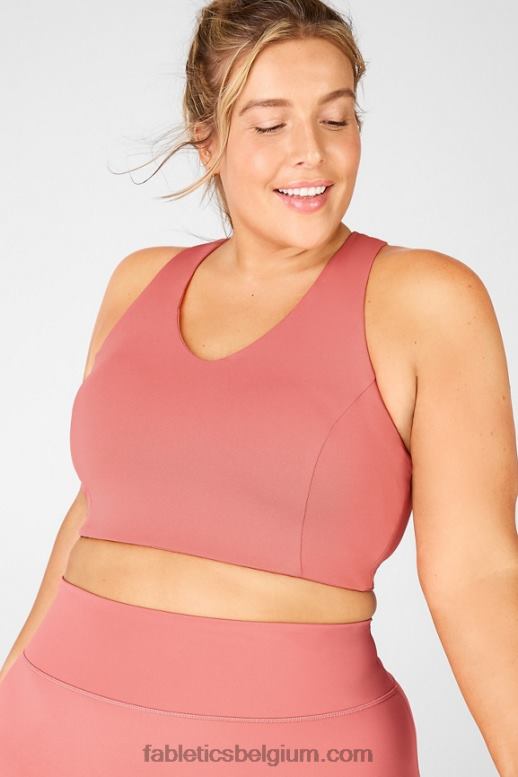 stoffige ceder/bloesem vrouwen boost high-impact sportbeha Fabletics LH20J1442