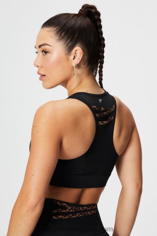 zwart / golvend jachtluipaard vrouwen trinity high impact sportbeha 96 Fabletics LH20J1369
